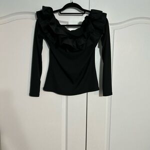 SHEIN Black Ruffled Blouse